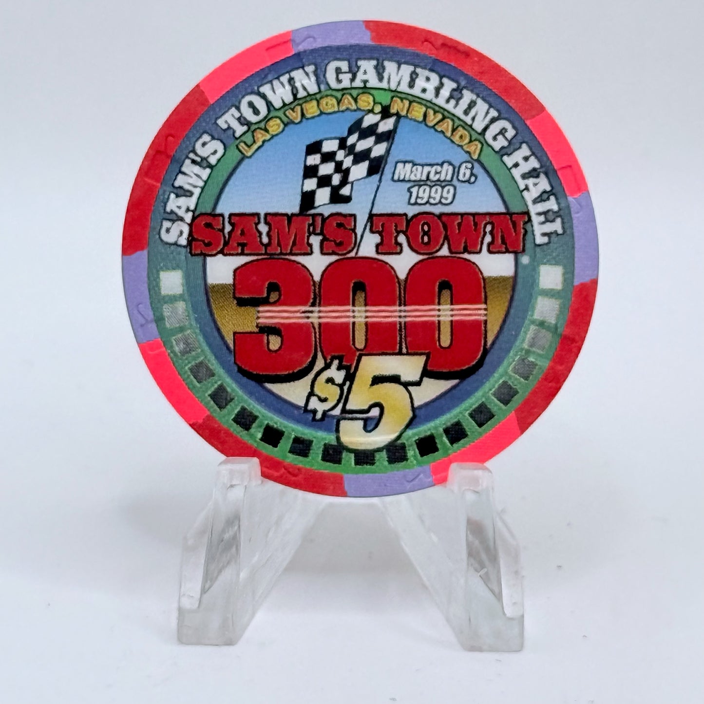 Sam's Town Las Vegas Nevada 1999 'Rusty Wallace/ Sam's Town 300' LE $5 Casino Chip V3368