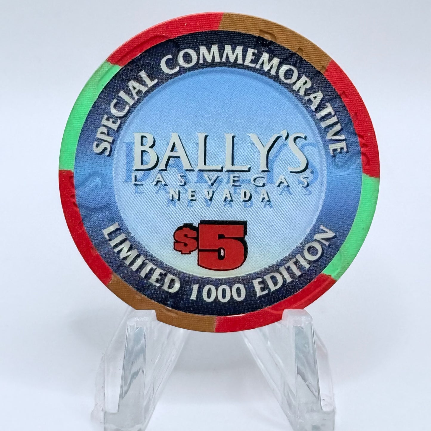 Bally's Las Vegas Nevada 1997 'USAF 50th, Apache Helicopter' LE $5 Casino Chip N9294
