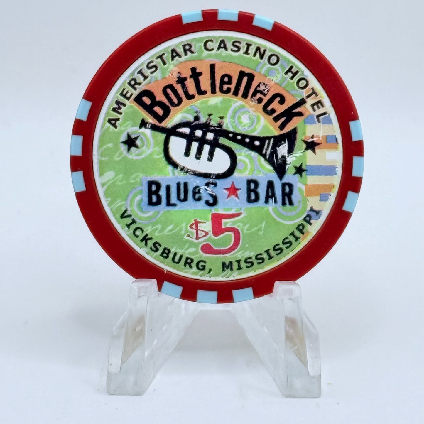 Ameristar Vicksburg Mississippi 'Bottleneck Blues Bar' LE $5 Casino Chip