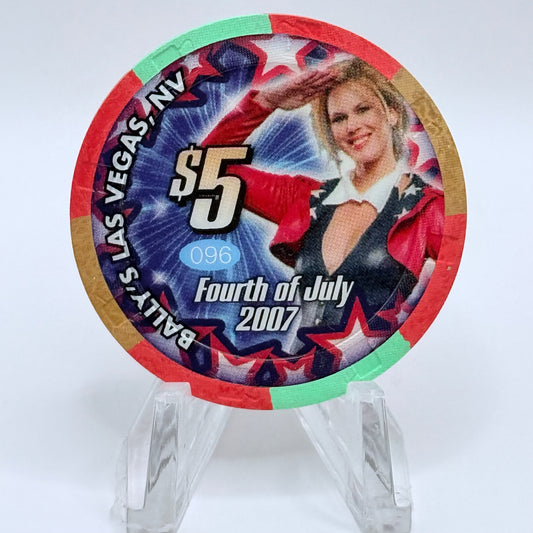 Bally's Las Vegas Nevada 2007 'Fourth Of July' LE $5 Casino Chip E6332