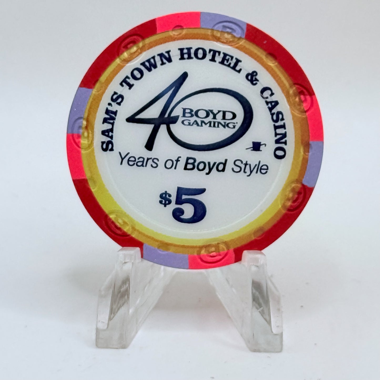 Sam's Town Las Vegas Nevada 2015 '40 Years Of Boyd Style' LE $5 Casino Chip