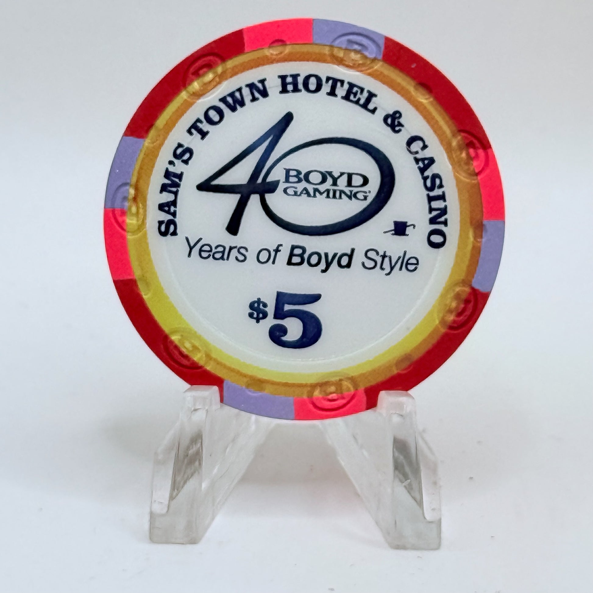 Sam's Town Las Vegas Nevada 2015 '40 Years Of Boyd Style' LE $5 Casino Chip