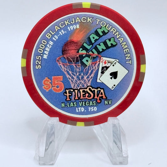 Fiesta Rancho N. Las Vegas Nevada 1998 'Slam Dunk Blackjack Tournament' LE $5 Casino Chip N9644