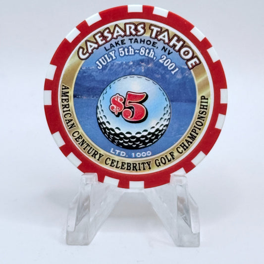 Caesars Tahoe Lake Tahoe Nevada 2001 'American Century Celebrity Golf Championship' LE $5 Casino Chip V6767