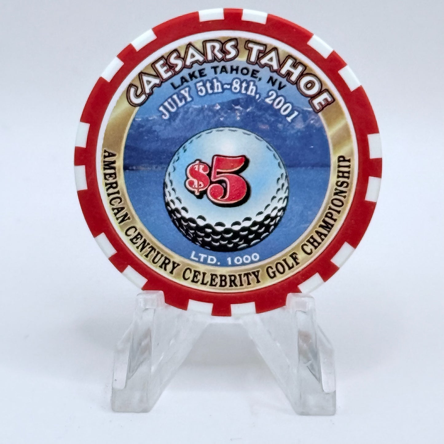 Caesars Tahoe Lake Tahoe Nevada 2001 'American Century Celebrity Golf Championship' LE $5 Casino Chip V6767