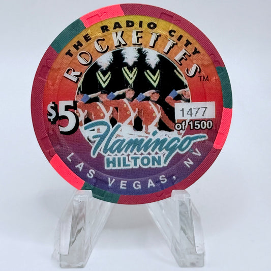 Flamingo Hilton Las Vegas Nevada 1998 'The Radio City Rockettes' LE $5 Casino Chip V2470