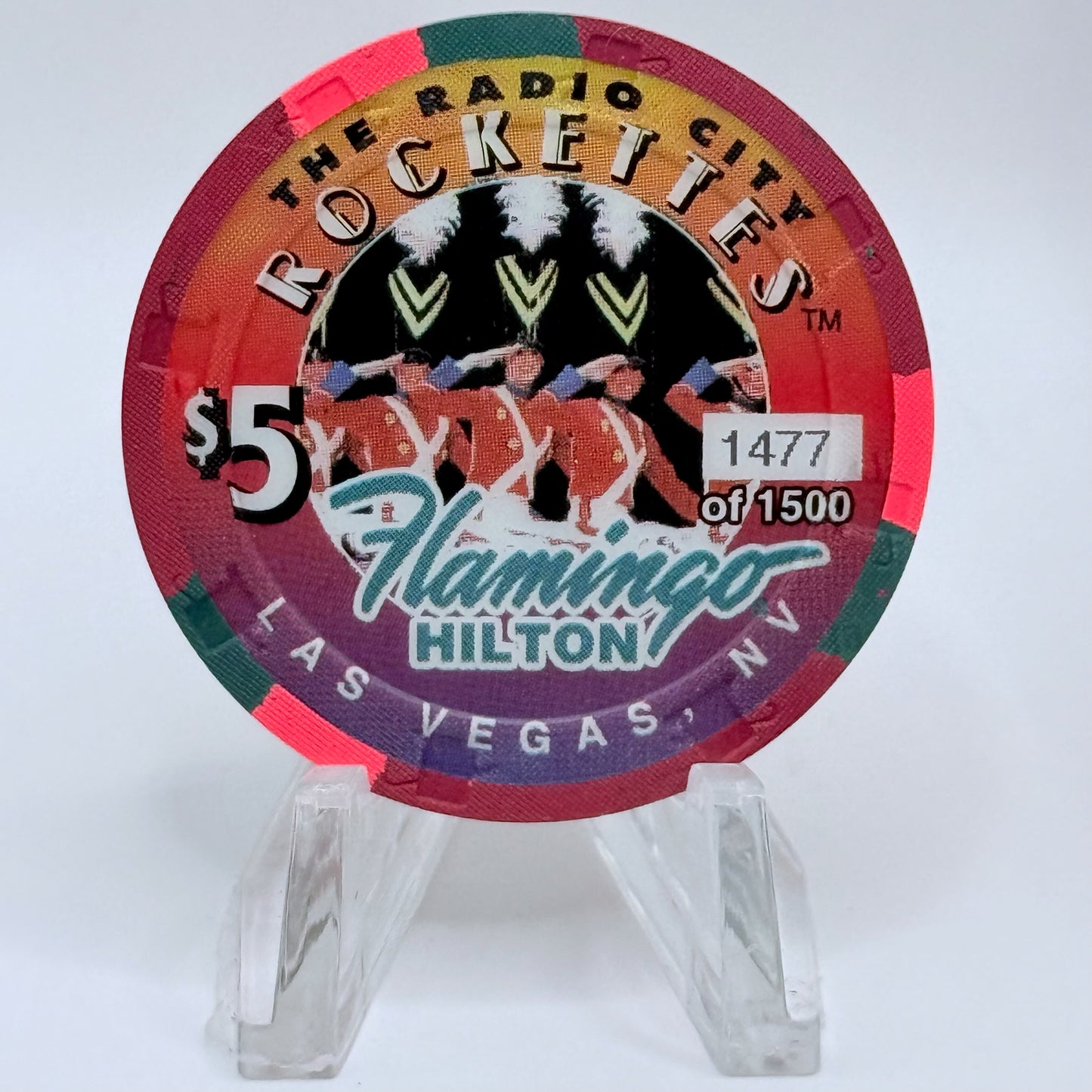 Flamingo Hilton Las Vegas Nevada 1998 'The Radio City Rockettes' LE $5 Casino Chip V2470
