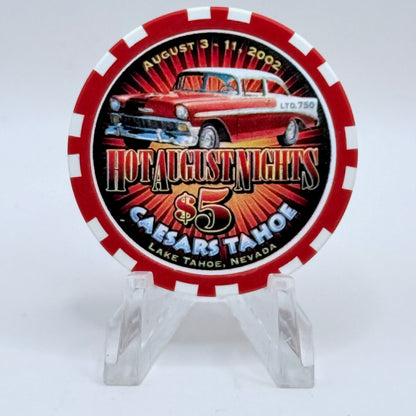 Caesars Tahoe Lake Tahoe Nevada 2002 'Hot August Nights' LE $5 Casino Chip E0146