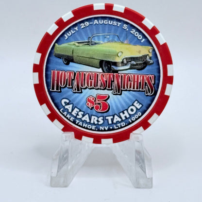 Caesars Tahoe Lake Tahoe Nevada 2001 'Hot August Nights' LE $5 Casino Chip V6768