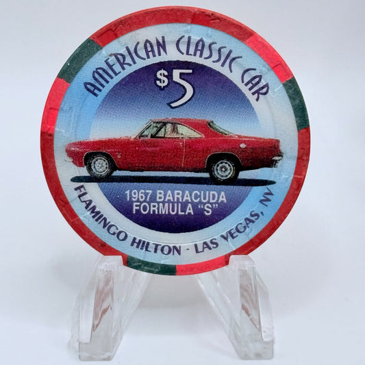 Flamingo Hilton Las Vegas Nevada 1996 'American Classic Car - Baracuda Formula S' Series 2 LE $5 Casino Chip N8265