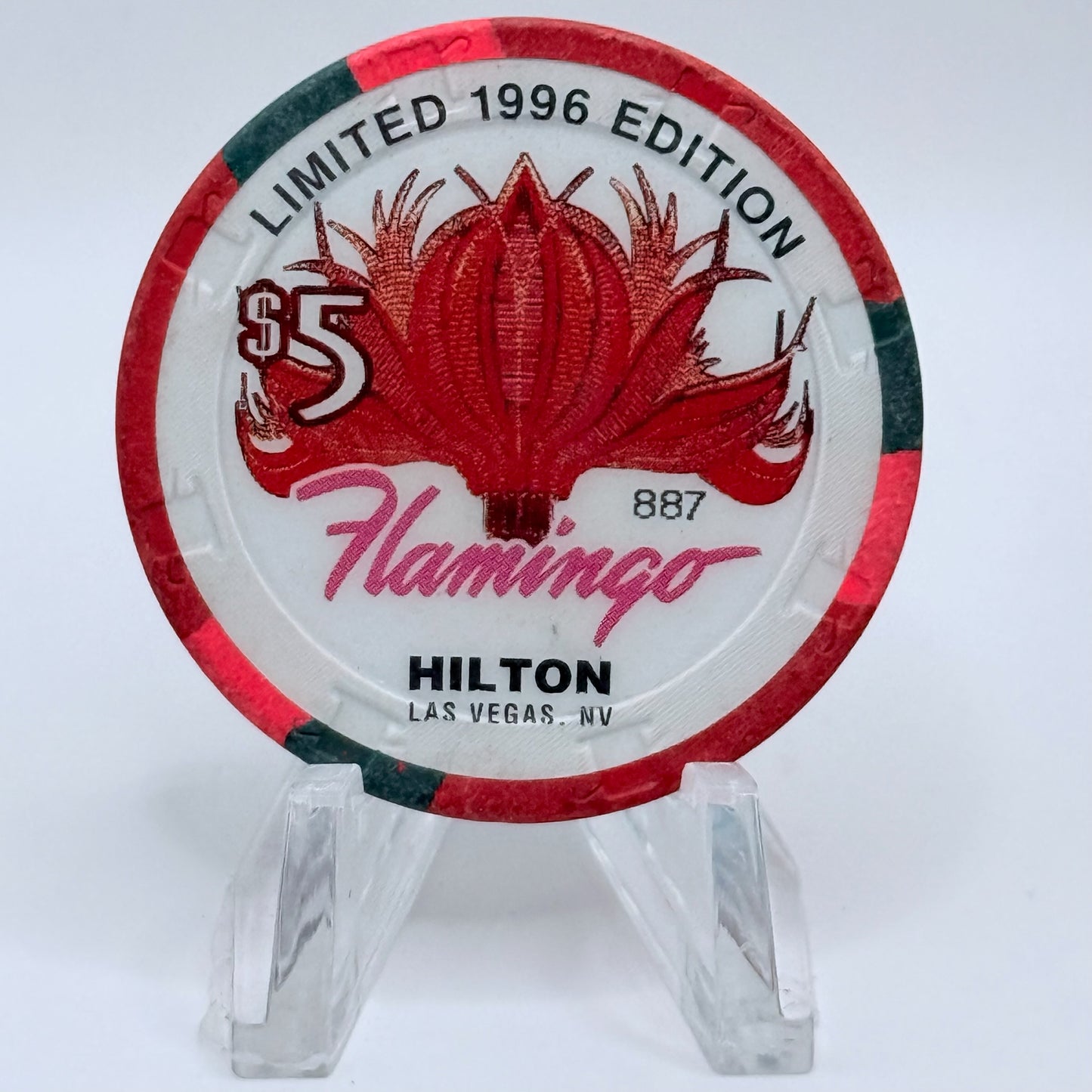 Flamingo Hilton Las Vegas Nevada 1996 'American Classic Car - Baracuda Formula S' Series 2 LE $5 Casino Chip N8265