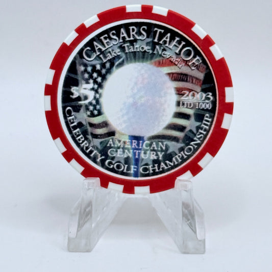 Caesars Tahoe Lake Tahoe Nevada 2003 'American Century Celebrity Golf Championship' LE $5 Casino Chip E0145