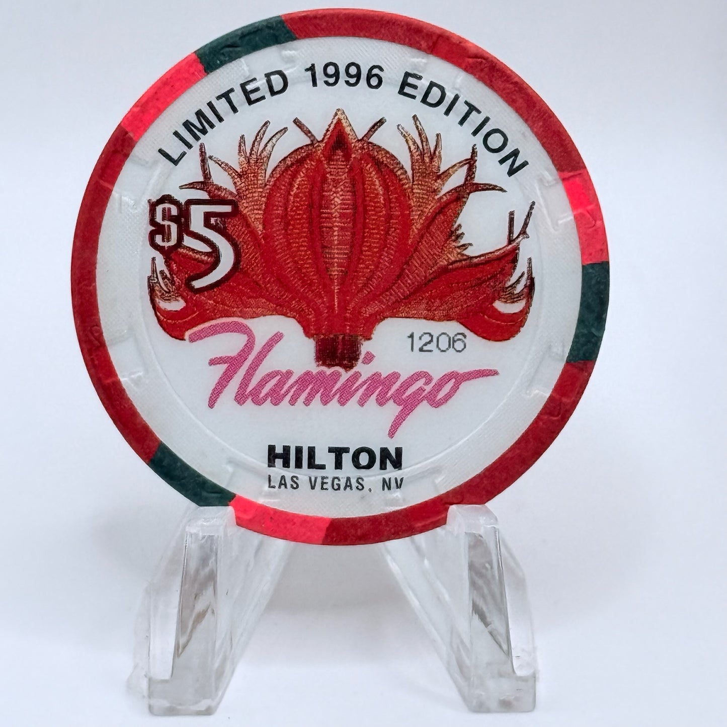 Flamingo Hilton Las Vegas Nevada 1996 'American Classic Car - Dodge Charger' Series 2 LE $5 Casino Chip N8271