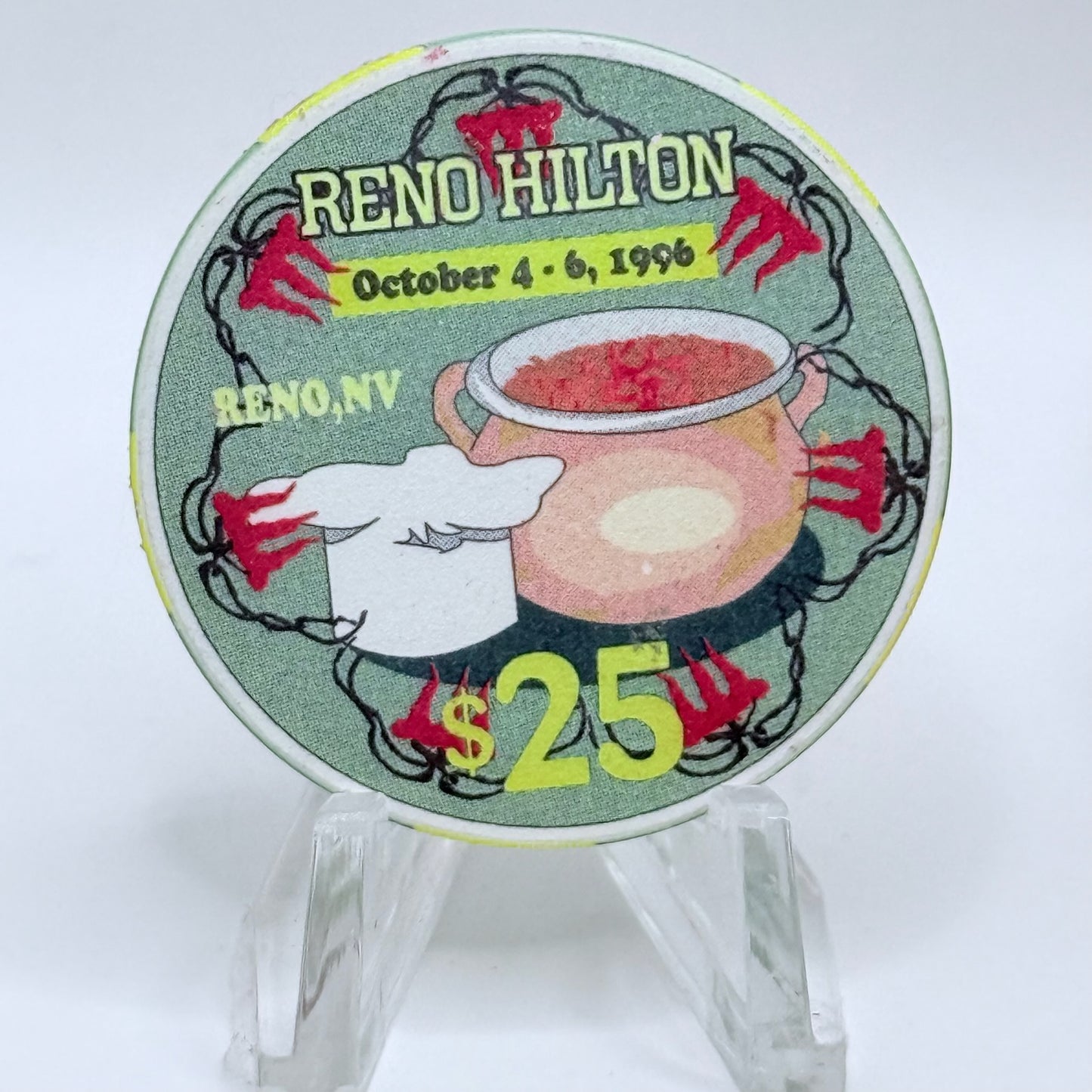 Hilton Resort Reno Nevada 1996 'Chili Cook Off' LE $25 Casino Chip N9006