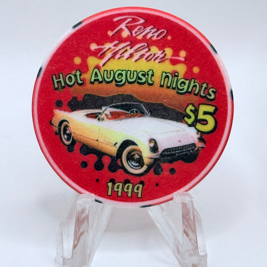 Hilton Resort Reno Nevada 1999 'Hot August Nights' LE $5 Casino Chip V4568