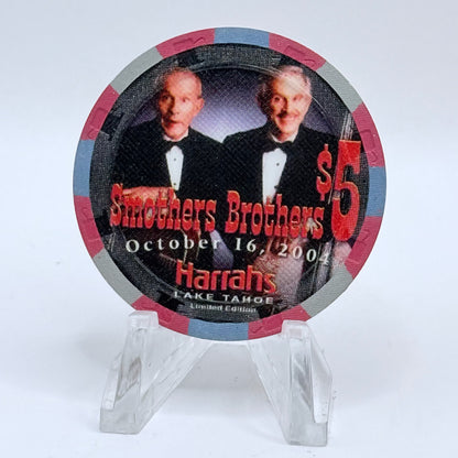 Harrah's Lake Tahoe Nevada 2004 'Smothers Brothers' LE $5 Casino Chip E4098