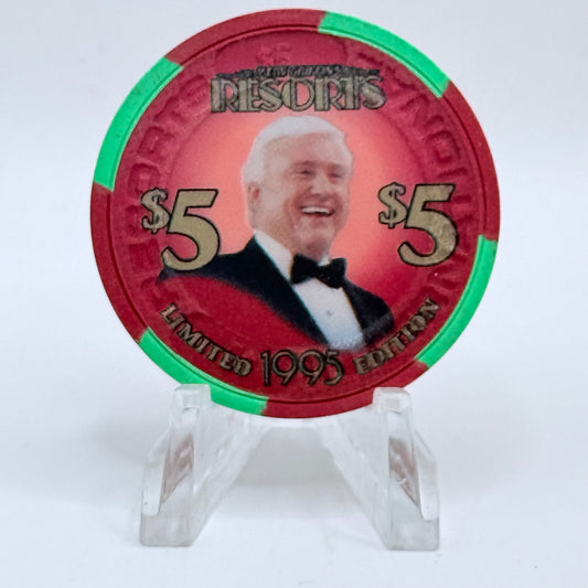 Resorts International Atlantic City New Jersey 1995 LE $5 Casino Chip