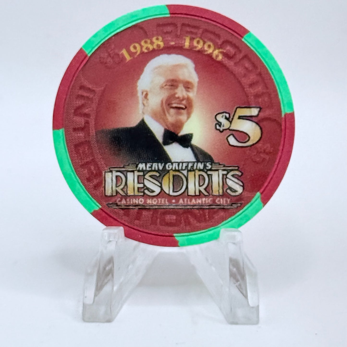 Resorts International Atlantic City New Jersey 1995 'New Years Eve' LE $5 Casino Chip