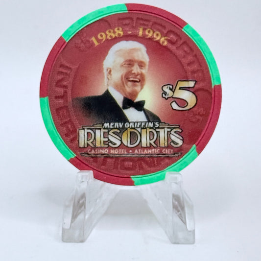 Resorts International Atlantic City New Jersey 1995 'New Years Eve' LE $5 Casino Chip