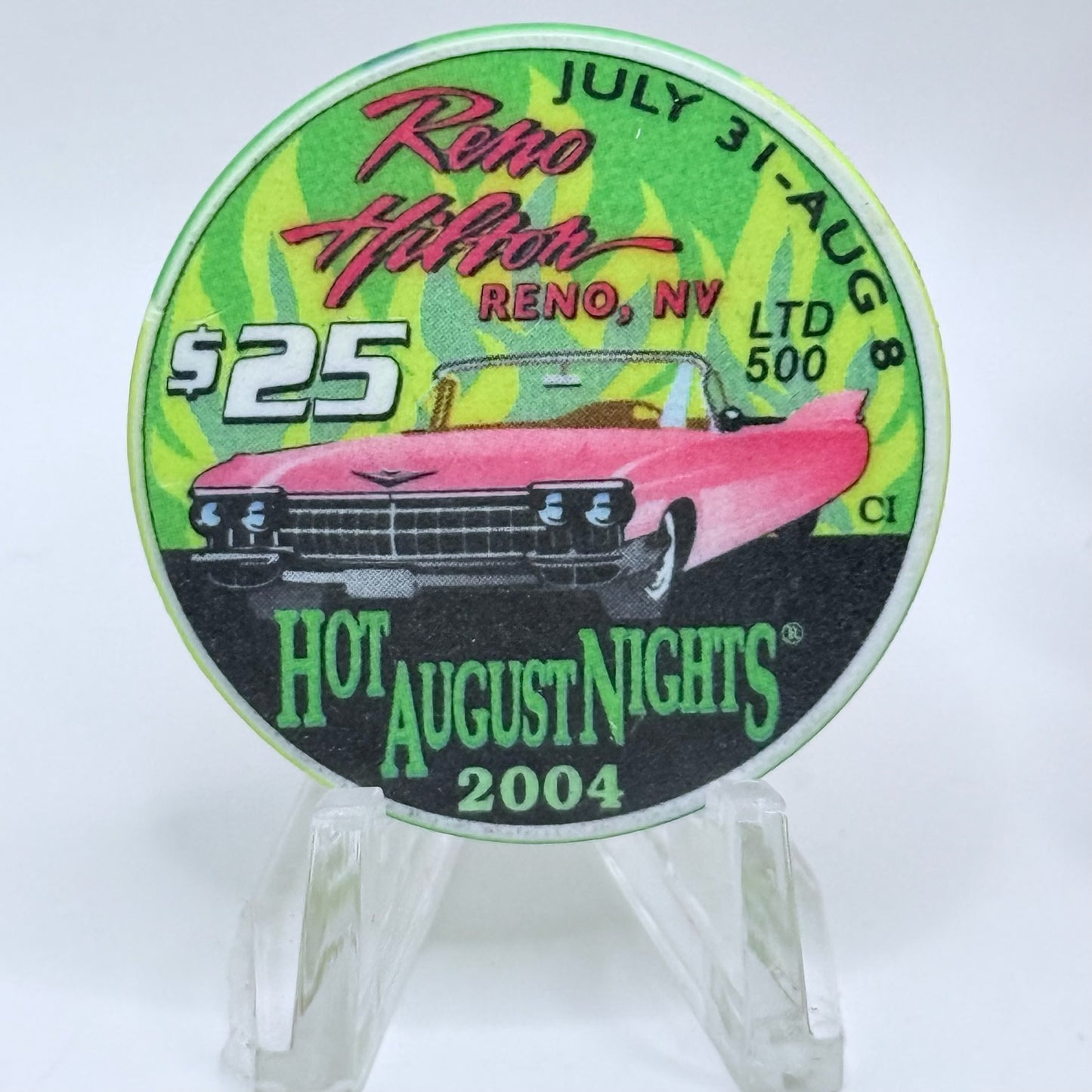 Hilton Resort Reno Nevada 2004 'Hot August Nights' LE $25 Casino Chip E3621