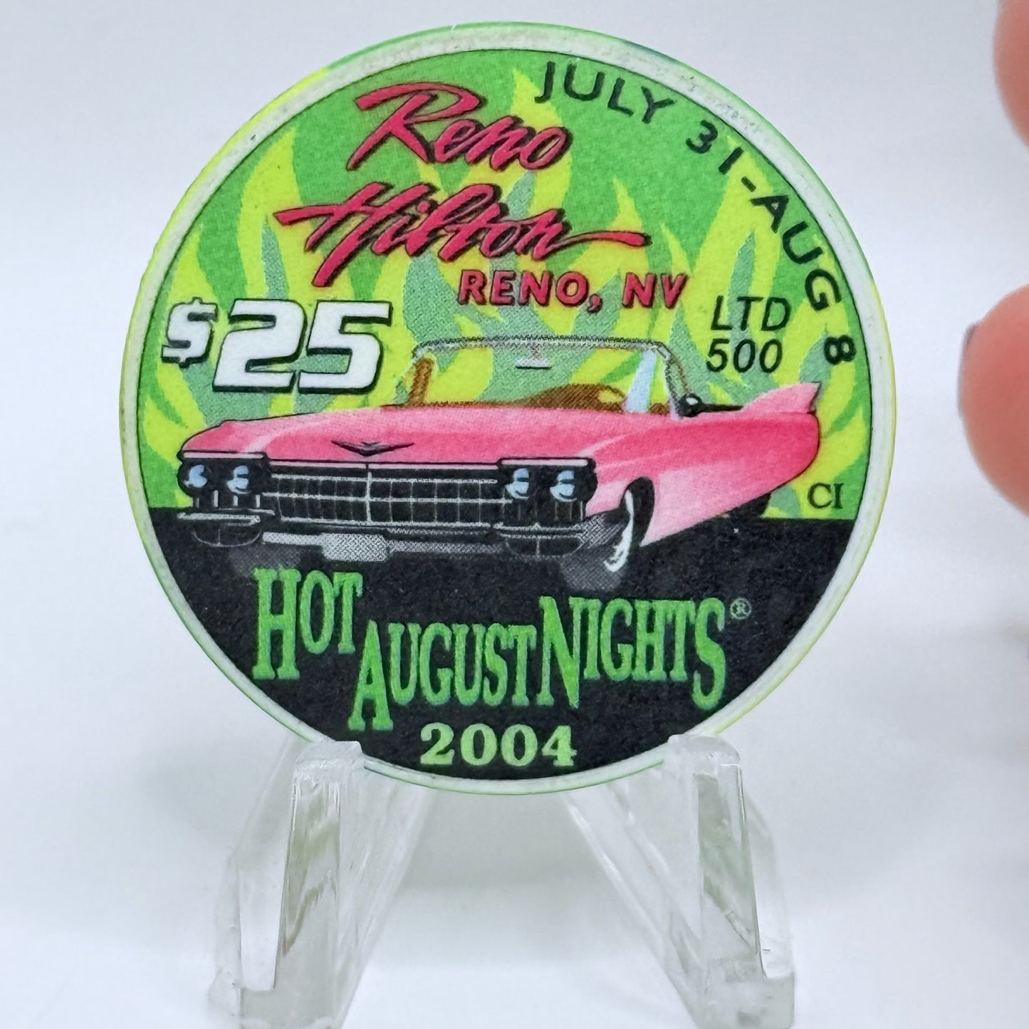 Hilton Resort Reno Nevada 2004 'Hot August Nights' LE $25 Casino Chip E3621