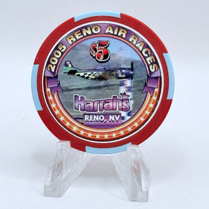 Harrah's Reno Nevada 2005 'Reno Air Races' LE $5 Casino Chip E4859