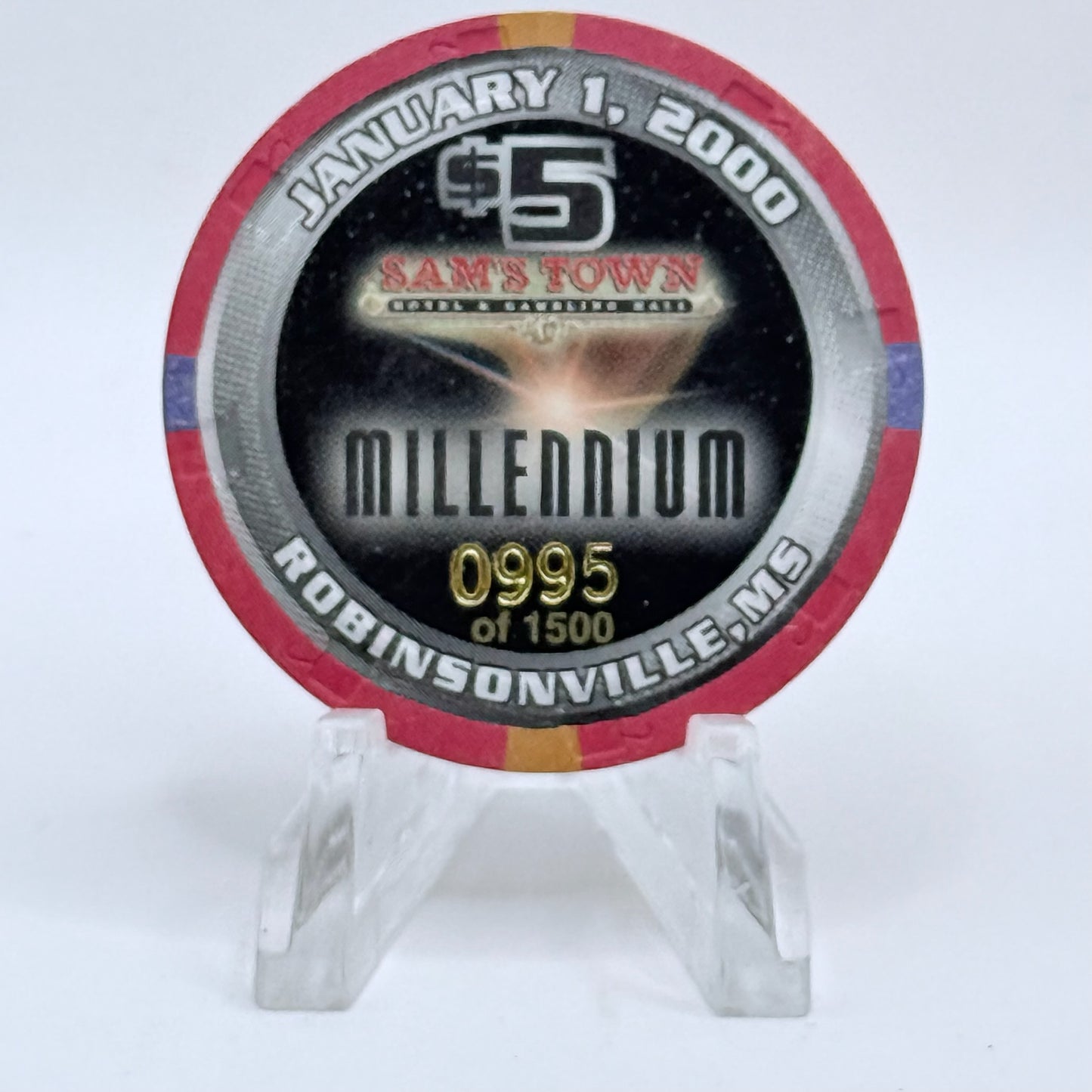 Sam's Town Tunica Mississippi 2000 'Millennium' LE $5 Casino Chip
