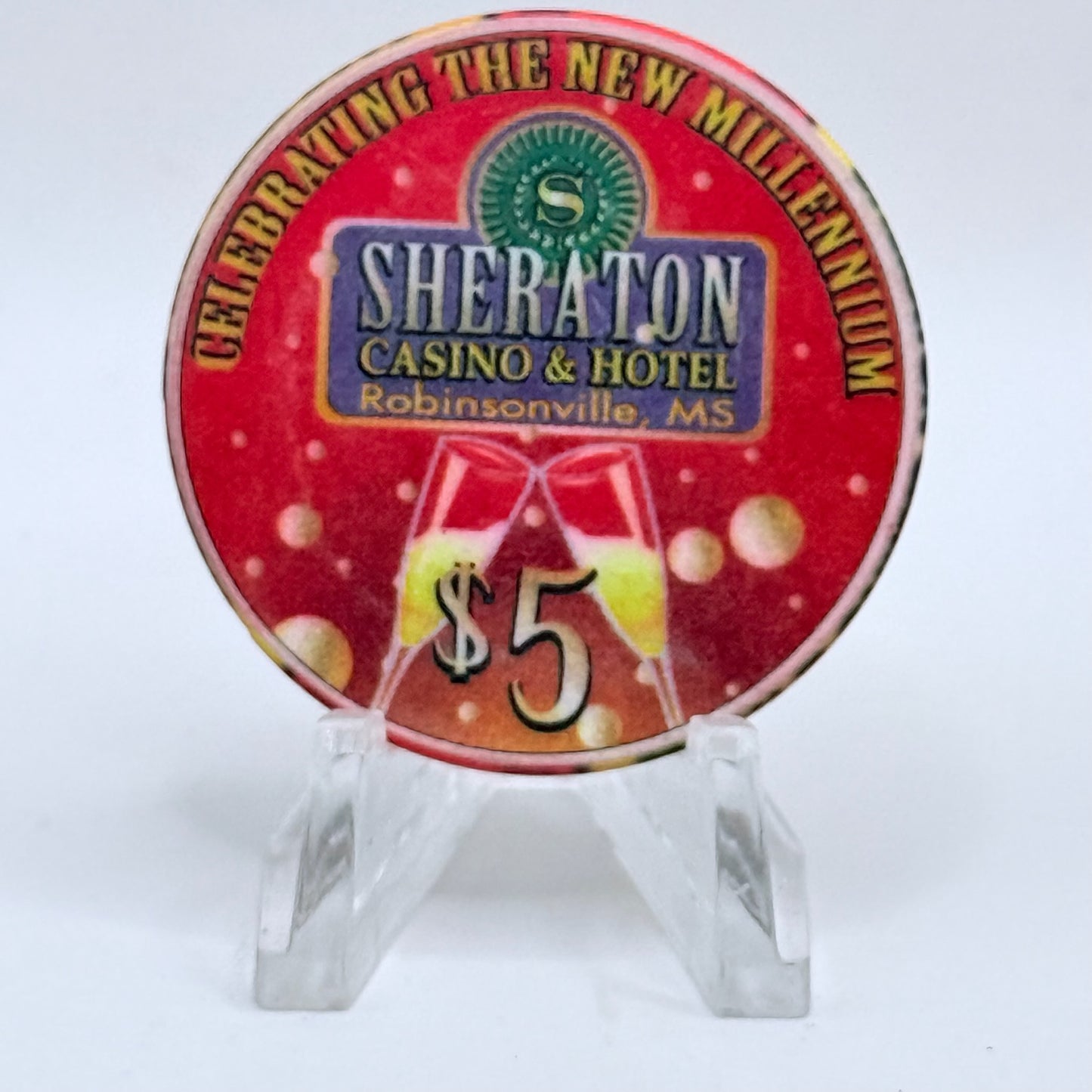 Sheraton Casino Tunica Mississippi 2000 'Celebrating The New Millennium' LE $5 Casino Chip