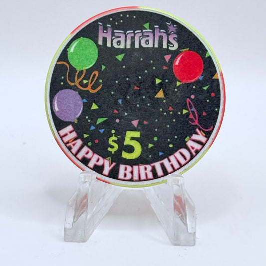 Harrah's Reno Nevada 1998 'Happy Birthday' LE $5 Casino Chip V2714