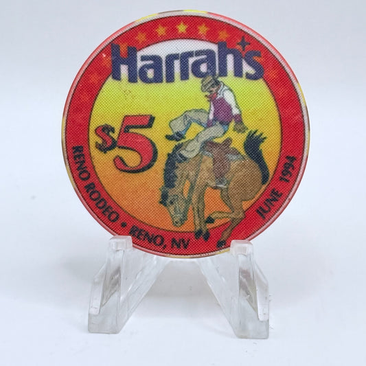 Harrah's Reno Nevada 1994 'Reno Rodeo' LE $5 Casino Chip N0627