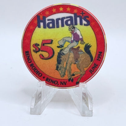 Harrah's Reno Nevada 1994 'Reno Rodeo' LE $5 Casino Chip N0627