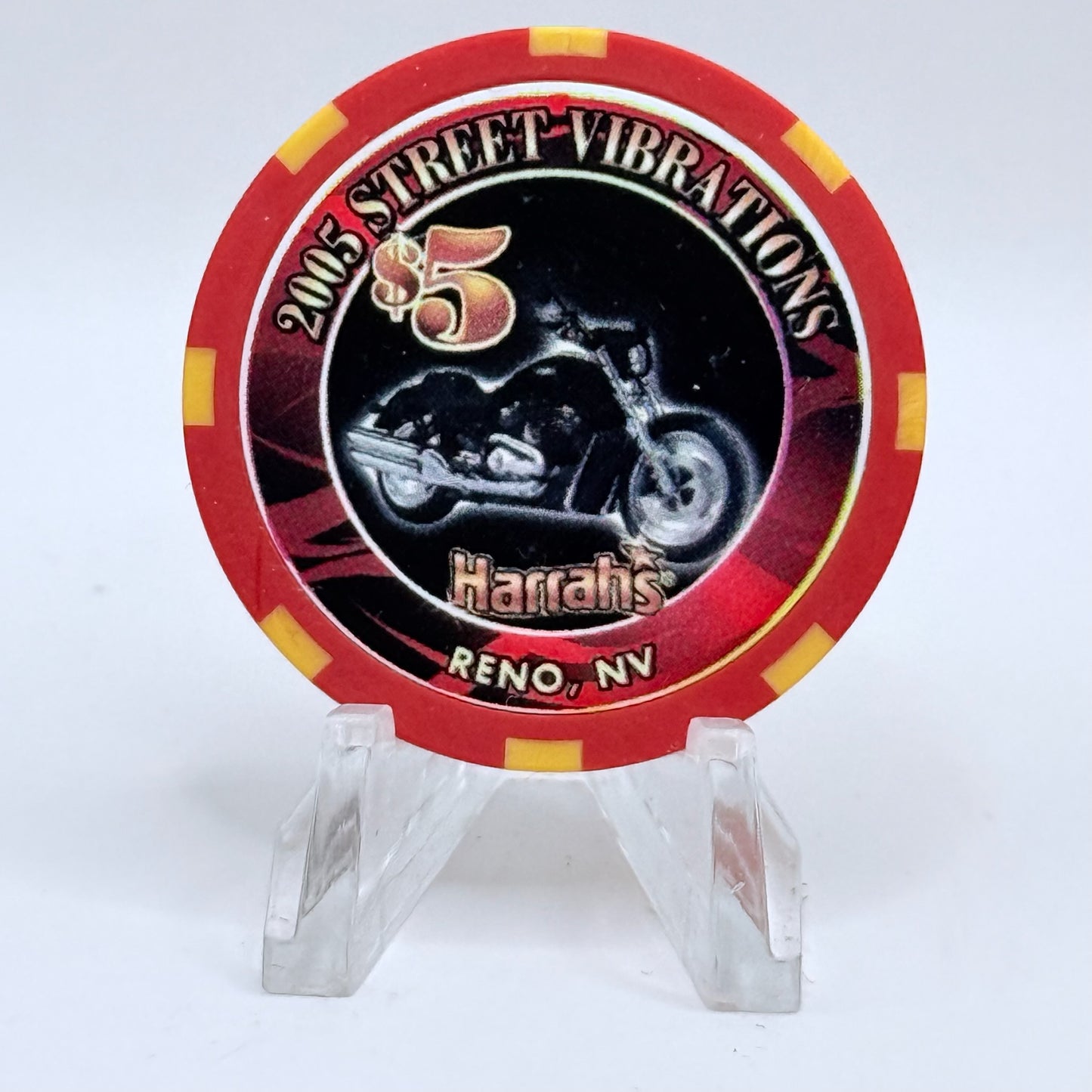 Harrah's Reno Nevada 2005 'Street Vibrations' LE $5 Casino Chip E4930
