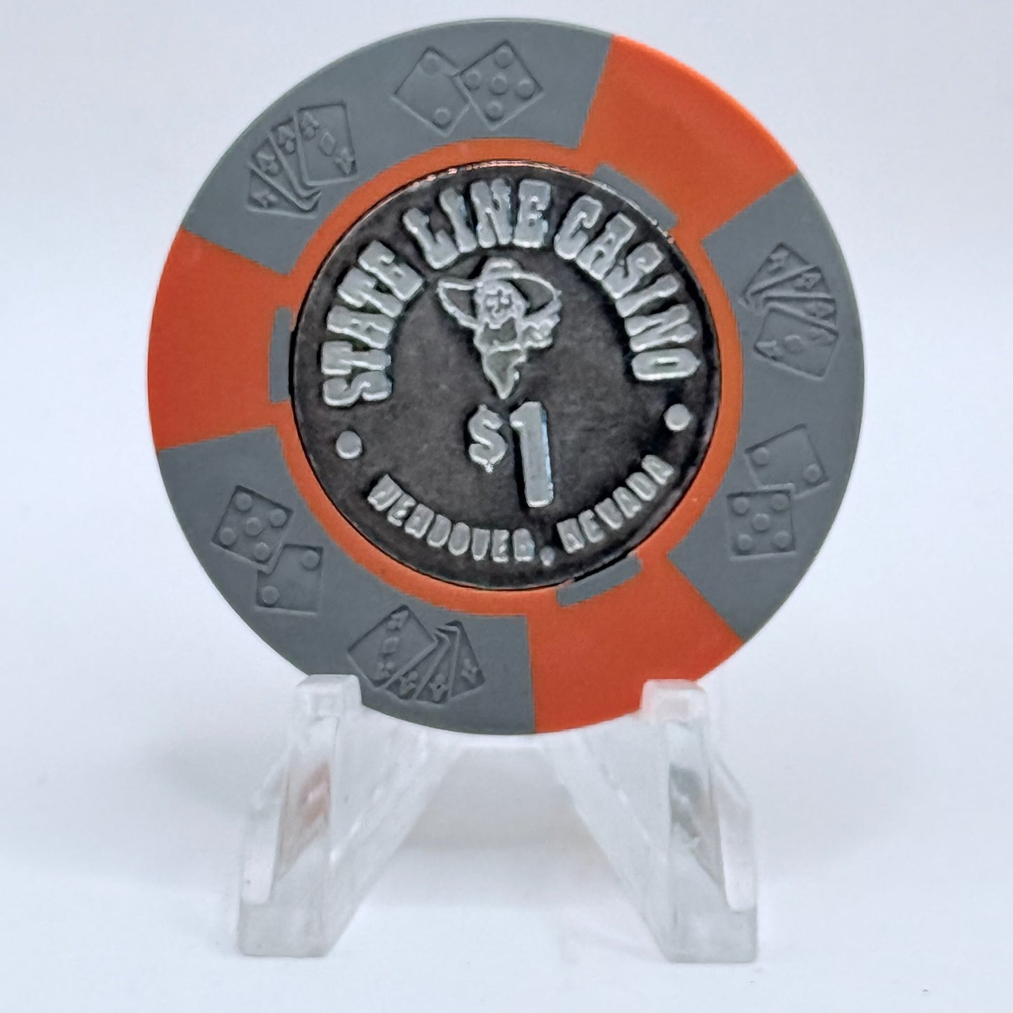 State Line Casino Wendover Nevada 1967 'Smooth Inlay; Large Comma' $1 Casino Chip N0919