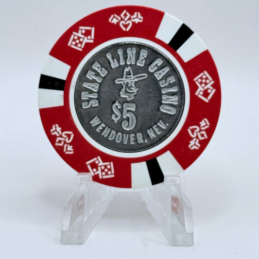 State Line Casino Wendover Nevada 1980 $5 Casino Chip N3355