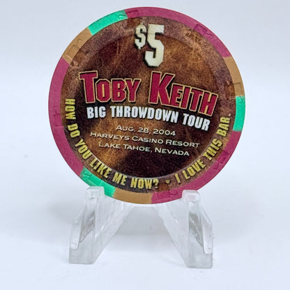 Harvey's (Wagon Wheel) Lake Tahoe Nevada 2004 'Toby Keith' LE $5 Casino Chip E3740