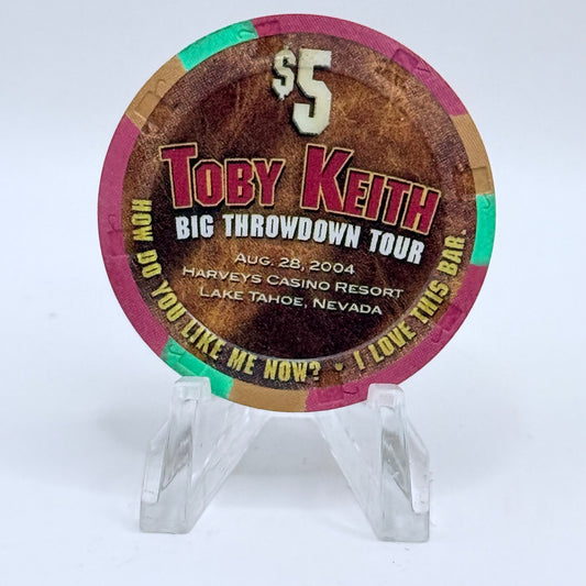 Harvey's (Wagon Wheel) Lake Tahoe Nevada 2004 'Toby Keith' LE $5 Casino Chip E3740