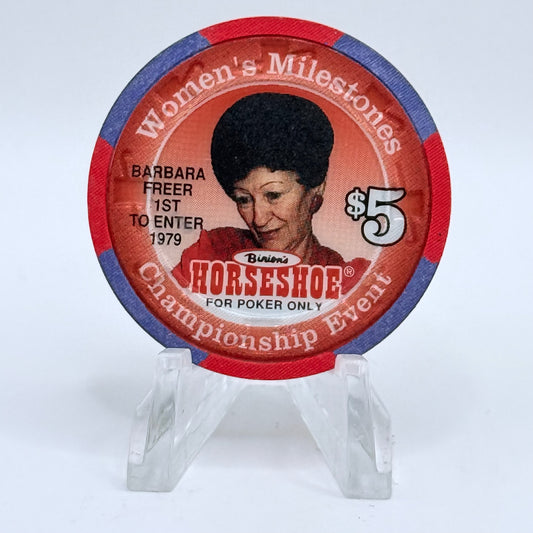 Horseshoe Club (Binion's) Las Vegas Nevada 1996 'Barbara Freer' LE $5 Casino Chip N8600