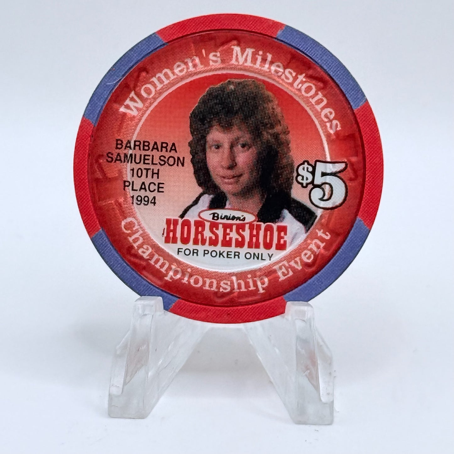 Horseshoe Club (Binion's) Las Vegas Nevada 1996 'Barbara Samuelson' LE $5 Casino Chip N8601