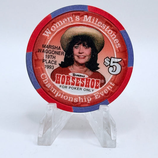 Horseshoe Club (Binion's) Las Vegas Nevada 1996 'Marsha Waggoner' LE $5 Casino Chip N8602