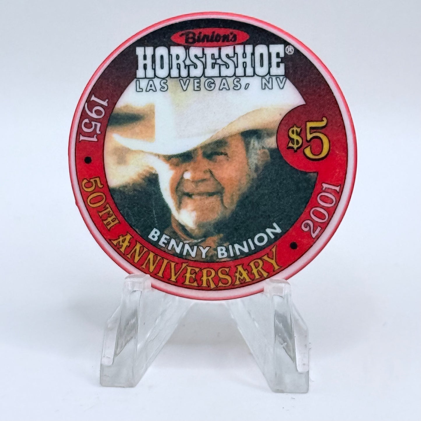 Horseshoe Club (Binion's) Las Vegas Nevada 2001 '50th Anniversary' LE $5 Casino Chip V9069