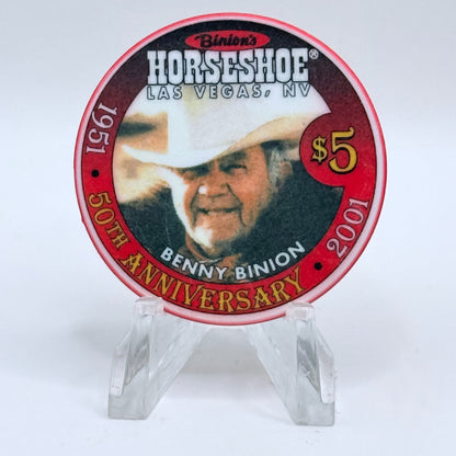 Horseshoe Club (Binion's) Las Vegas Nevada 2001 '50th Anniversary' LE $5 Casino Chip V9069