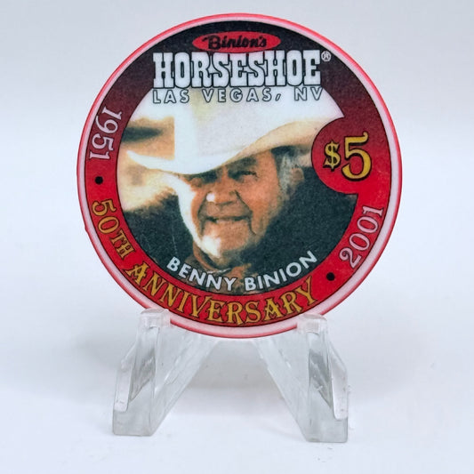 Horseshoe Club (Binion's) Las Vegas Nevada 2001 '50th Anniversary' LE $5 Casino Chip V9069