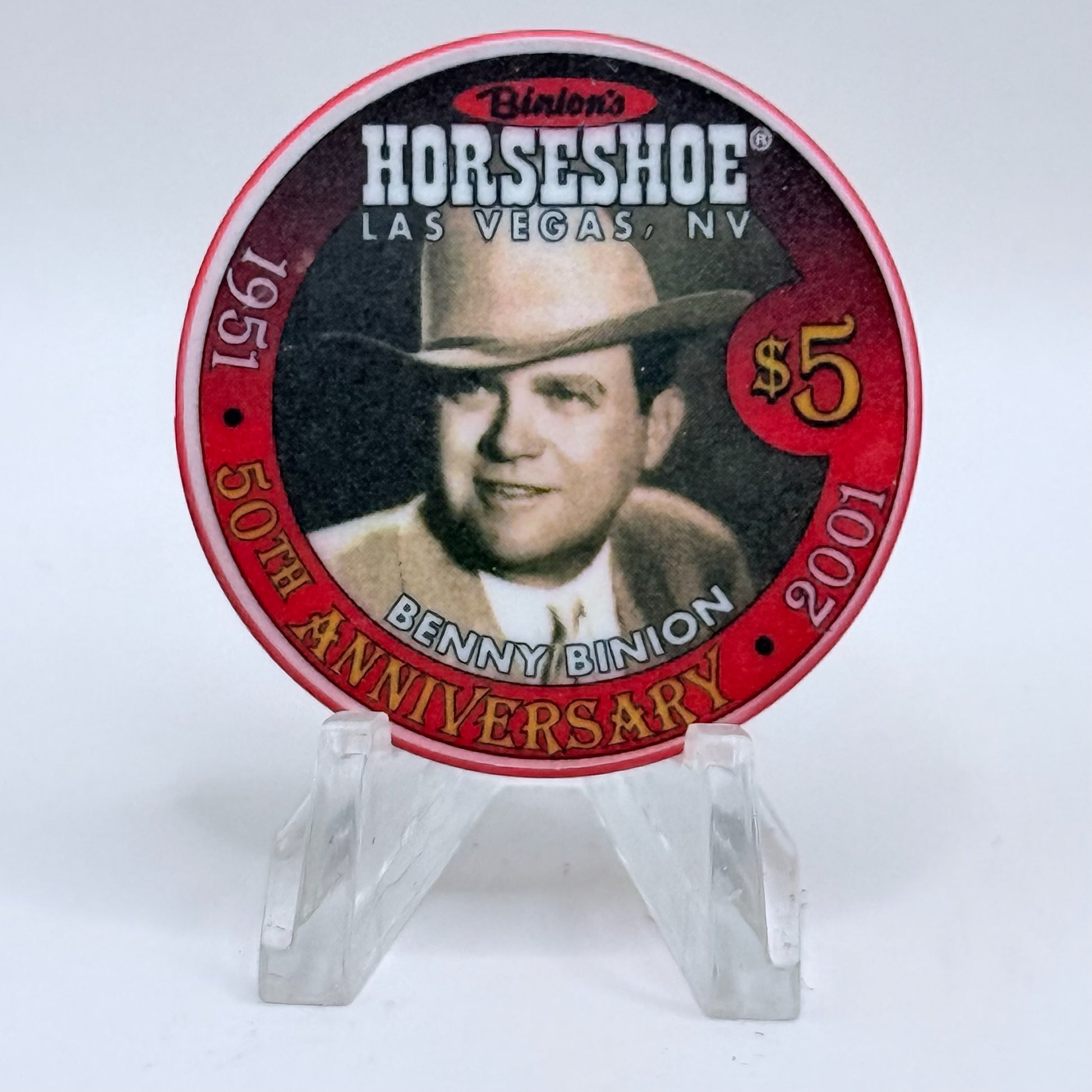 Horseshoe Club (Binion's) Las Vegas Nevada 2001 '50th Anniversary' LE $5 Casino Chip V9069