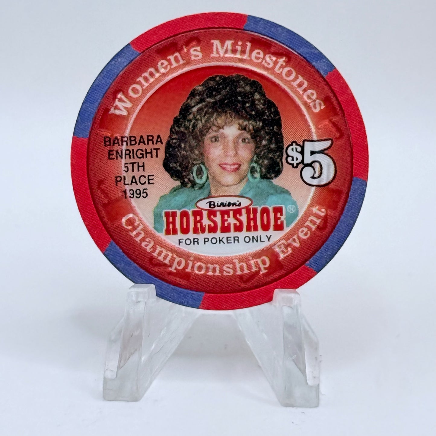 Horseshoe Club (Binion's) Las Vegas Nevada 1996 'Barbara Enright' LE $5 Casino Chip N8598