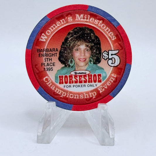 Horseshoe Club (Binion's) Las Vegas Nevada 1996 'Barbara Enright' LE $5 Casino Chip N8598