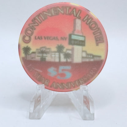 Continental Hotel Las Vegas Nevada 1996 '15 Year Anniversary' LE $5 Casino Chip N8115