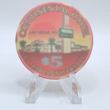 Continental Hotel Las Vegas Nevada 1996 '15 Year Anniversary' LE $5 Casino Chip N8115