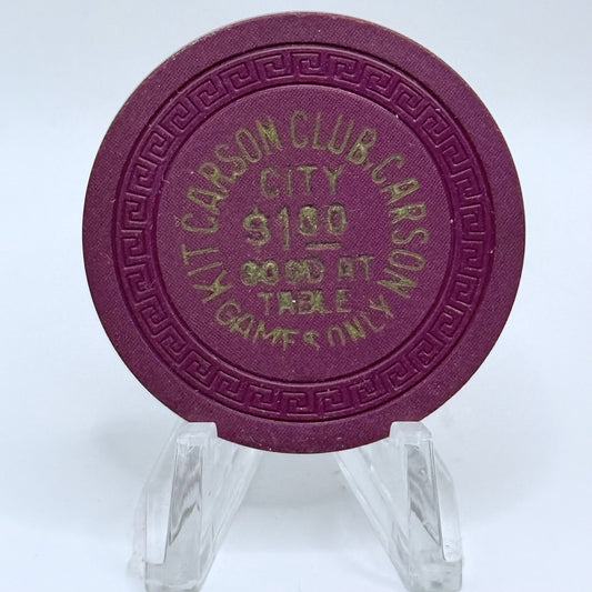 Kit Carson Club Carson City Nevada 1960s $1 Casino Chip N5209