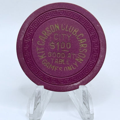 Kit Carson Club Carson City Nevada 1960s $1 Casino Chip N5209