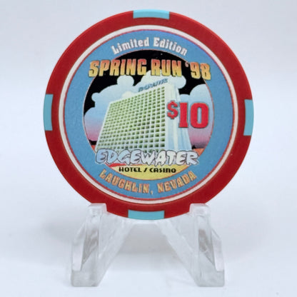 Edgewater Laughlin Nevada 1998 'Spring Run' LE $10 Casino Chip N9583